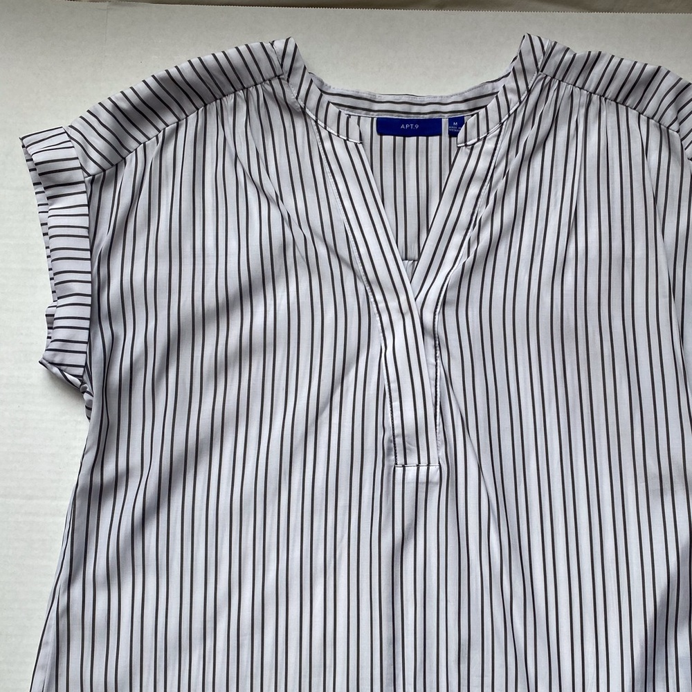 Apt. 9 White and Gray Striped Blouse
